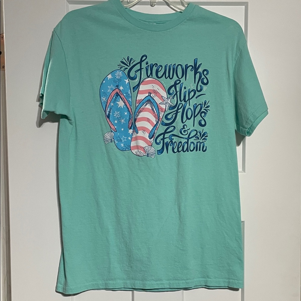 Fireworks, flip flops & freedom Mint Tee